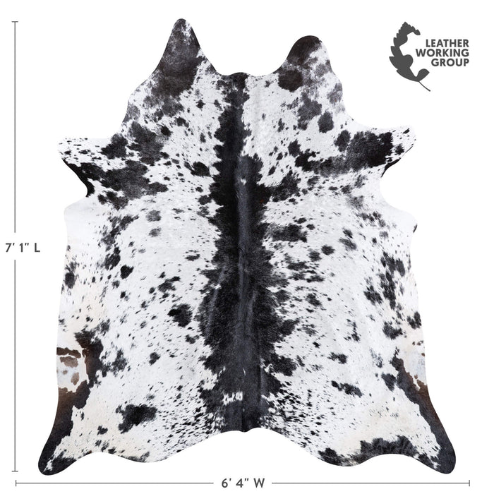 Brazilian Black Salt and Pepper Cowhide Rug Size 7'1" L x 6'4" W 6838