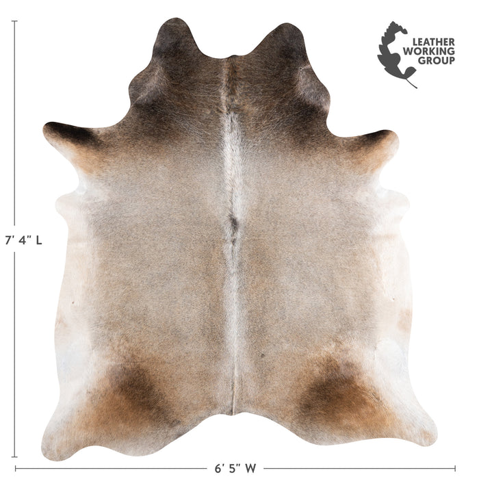 Brazilian Grey Palomino Cowhide Rug Size 7'4" L x 6'5" W 6879