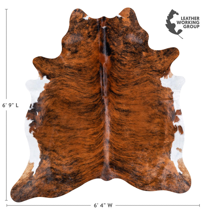 Brazilian Brindle White Belly Cowhide Rug Size 6'9" L x 6'4" W 6931