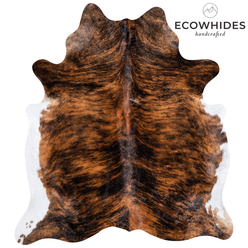 Brazilian Brindle White Belly Cowhide Rug Size 6'8" L x 5'10" W 6935