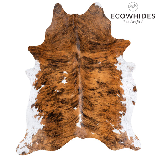 Brazilian Brindle White Belly Cowhide Rug Size 7'4" L x 6'0" W 6937