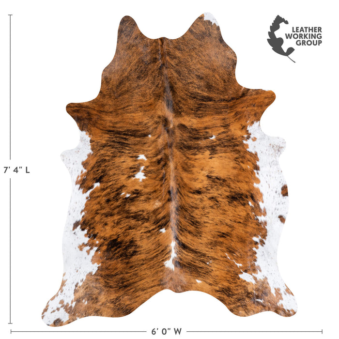 Brazilian Brindle White Belly Cowhide Rug Size 7'4" L x 6'0" W 6937