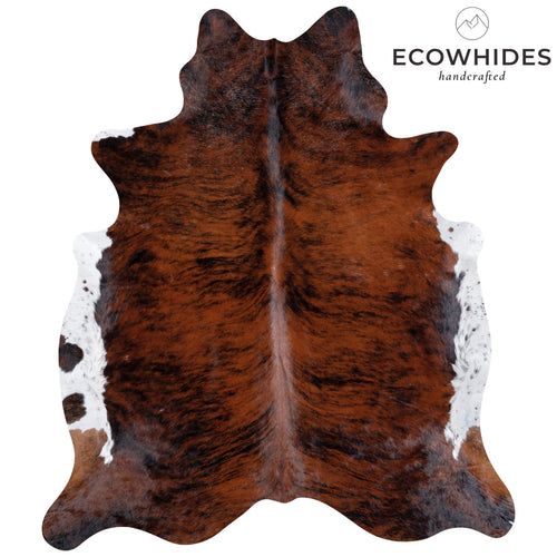 Brazilian Brindle White Belly Cowhide Rug Size 7'7" L x 6'5" W 6939