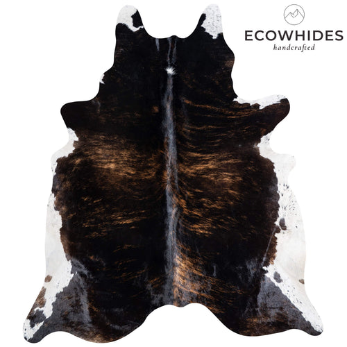 Brazilian Brindle White Belly Cowhide Rug Size 7'11" L x 6'11" W 6941