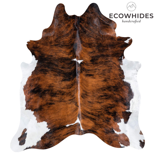 Brazilian Brindle White Belly Cowhide Rug Size 7'1" L x 6'5" W 6942