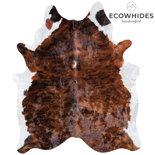 Brazilian Brindle White Belly Cowhide Rug Size 6'10" L x 5'9" W 6944