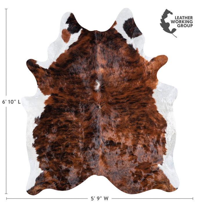 Brazilian Brindle White Belly Cowhide Rug Size 6'10" L x 5'9" W 6944