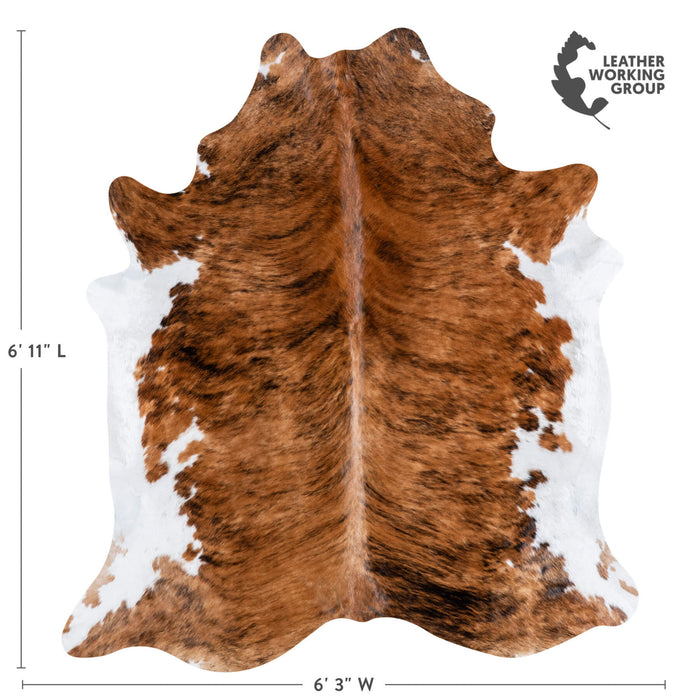 Brazilian Brindle White Belly Cowhide Rug Size 6'11" L x 6'3" W 6945