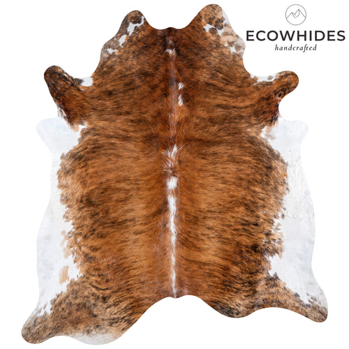 Brazilian Brindle White Belly Cowhide Rug Size 7'7" L x 6'9" W 6948