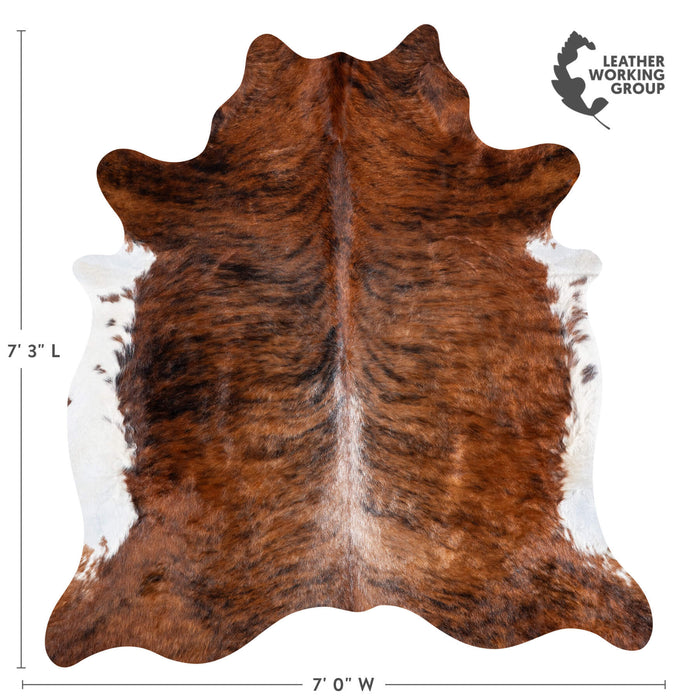 Brazilian Brindle White Belly Cowhide Rug Size 7'3" L x 7'0" W 6958