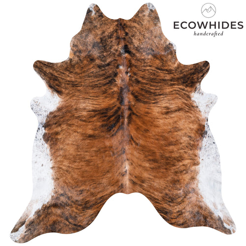 Brazilian Brindle White Belly Cowhide Rug Size 7'11" L x 7'6" W 6965