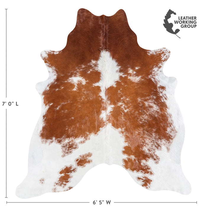 Brazilian Brown and White Cowhide Rug Size 7'0" L x 6'5" W 6966