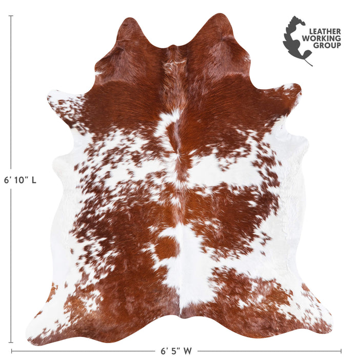 Brazilian Brown and White Cowhide Rug Size 6'10" L x 6'5" W 6972