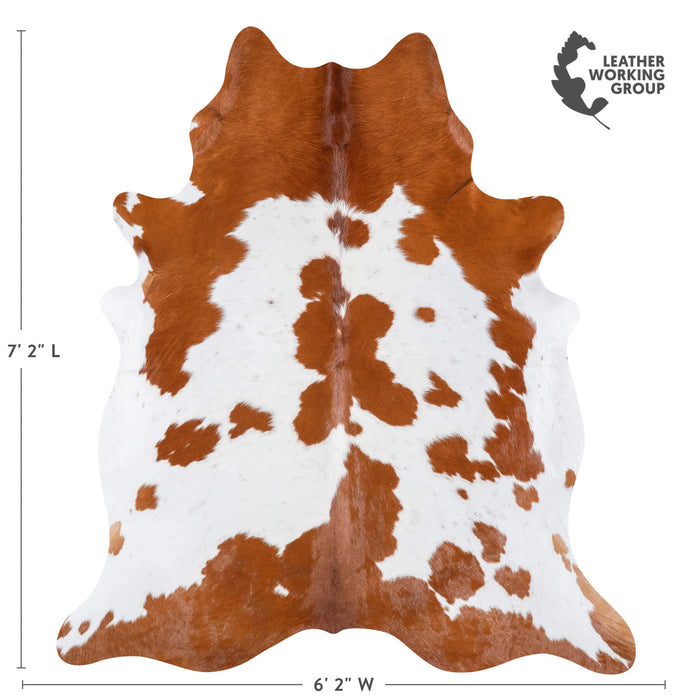 Brazilian Brown and White Cowhide Rug Size 7'2" L x 6'2" W 6978