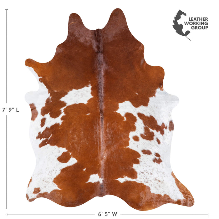 Brazilian Brown and White Cowhide Rug Size 7'9" L x 6'5" W 6979