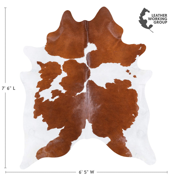 Brazilian Brown and White Cowhide Rug Size 7'6" L x 6'5" W 6981