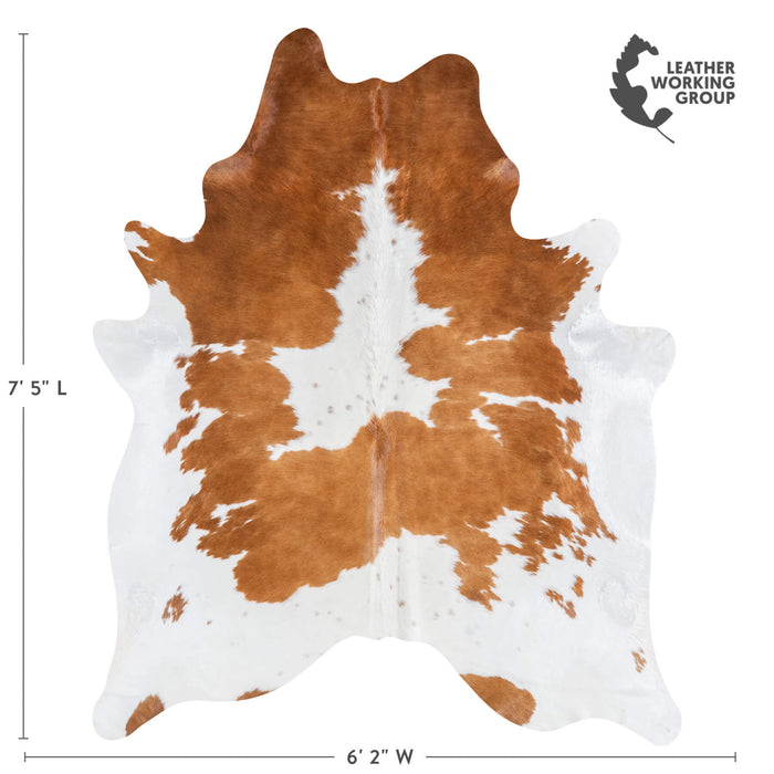 Brazilian Brown and White Cowhide Rug Size 7'5" L x 6'2" W 6987