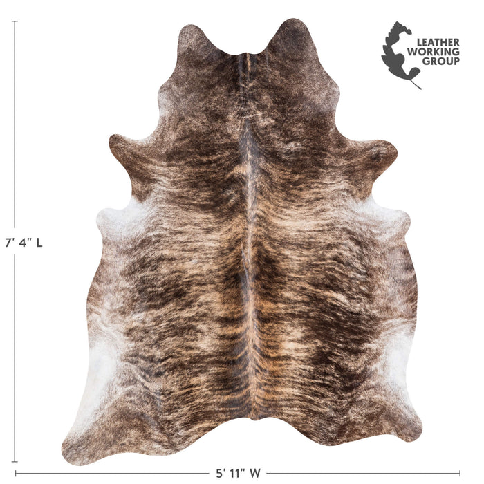 Brazilian Brindle Cowhide Rug Size 7'4" L x 5'11" W 6995