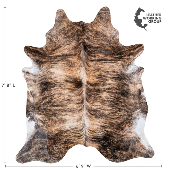 Brazilian Brindle Cowhide Rug Size 7'8" L x 6'9" W 7021