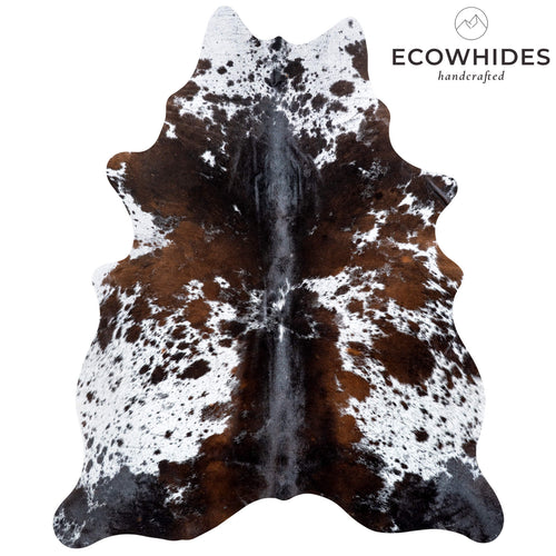 Brazilian Chocolate and White Cowhide Rug Size 6'9" L x 5'7" W 7083