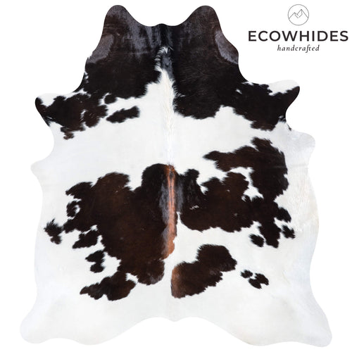 Brazilian Chocolate and White Cowhide Rug Size 6'4" L x 5'9" W 7087