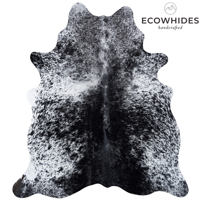 Brazilian Black Salt and Pepper Cowhide Rug Size 6'4" L x 5'7" W 7096