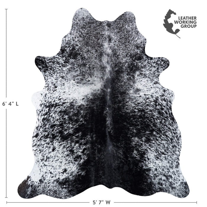 Brazilian Black Salt and Pepper Cowhide Rug Size 6'4" L x 5'7" W 7096