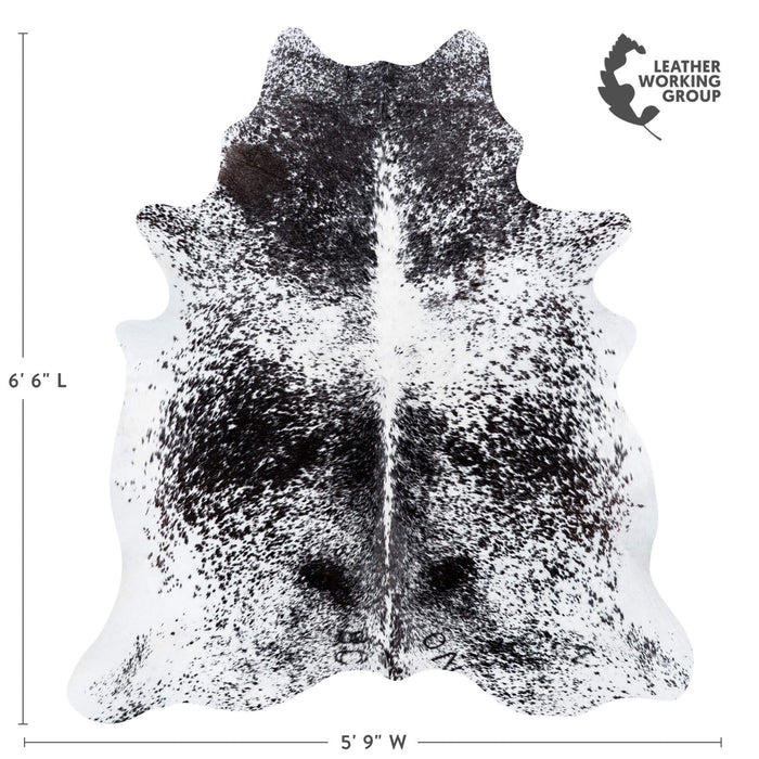 Brazilian Black Salt and Pepper Cowhide Rug Size 6'6" L x 5'9" W 7098