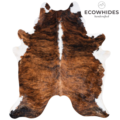 Brazilian Brindle White Belly and Backbone Cowhide Rug Size 8'0" L x 6'7" W 7103