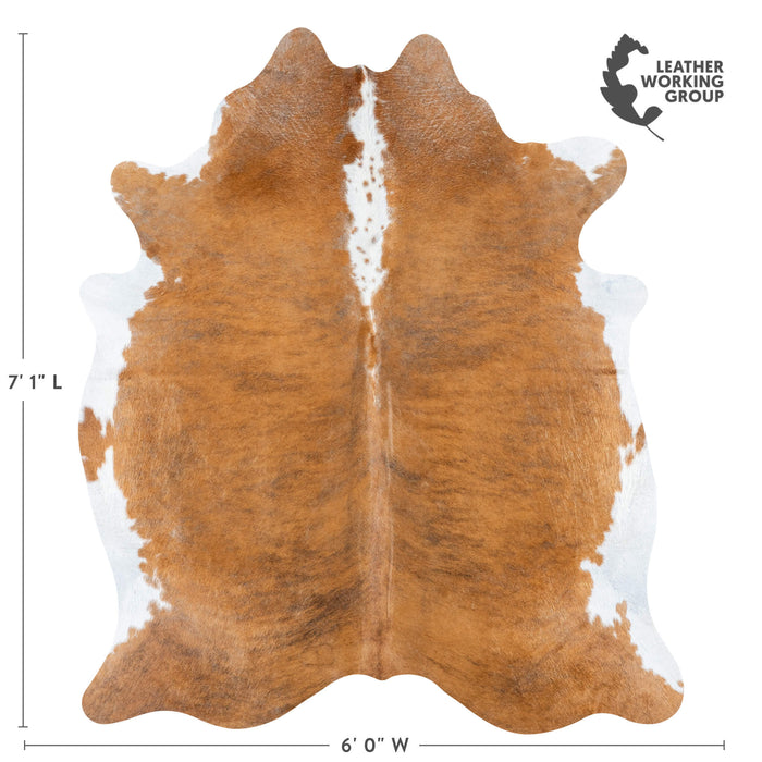 Brazilian Brindle White Belly and Backbone Cowhide Rug Size 7'1" L x 6'0" W 7107