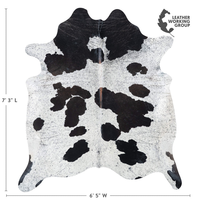 Brazilian Black Salt and Pepper Cowhide Rug Size 7'3" L x 6'5" W 7112