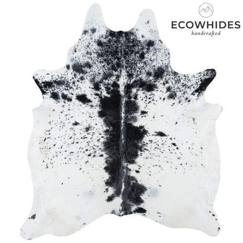 Brazilian Black Salt and Pepper Cowhide Rug Size 8'4" L x 7'0" W 7113