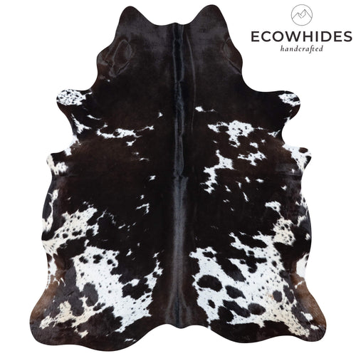 Brazilian Chocolate and White Cowhide Rug Size 7'9" L x 6'7" W 7119