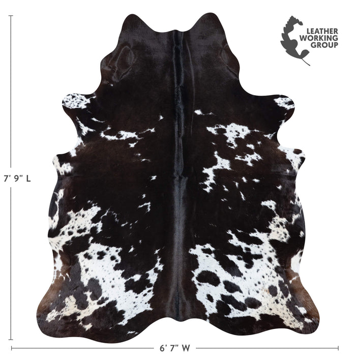 Brazilian Chocolate and White Cowhide Rug Size 7'9" L x 6'7" W 7119