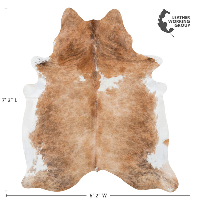 Brazilian Brindle White Belly Cowhide Rug Size 7'3" L x 6'2" W 7145