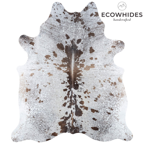 Brazilian Chocolate and White Cowhide Rug Size 7'10" L x 6'6" W 7149