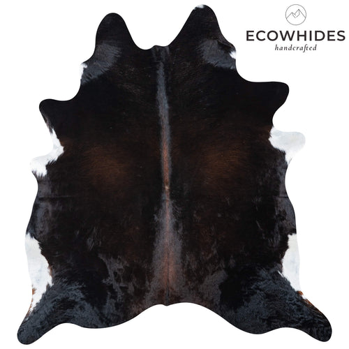 Brazilian Chocolate and White Cowhide Rug Size 7'1" L x 6'5" W 7167