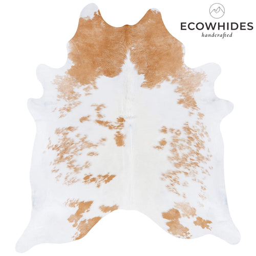 Brazilian Palomino and White Cowhide Rug Size 7'8" L x 6'11" W 7237