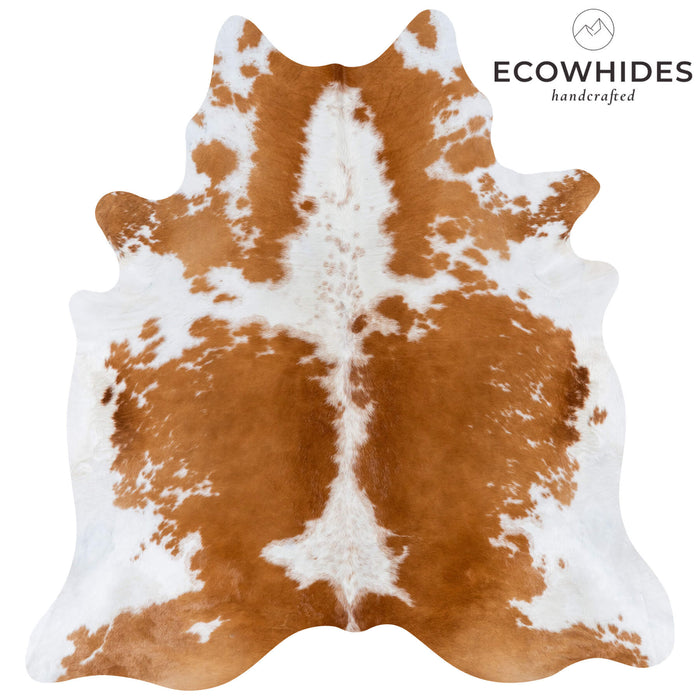 Brazilian Brown and White Cowhide Rug Size 7'3" L x 6'9" W 7246