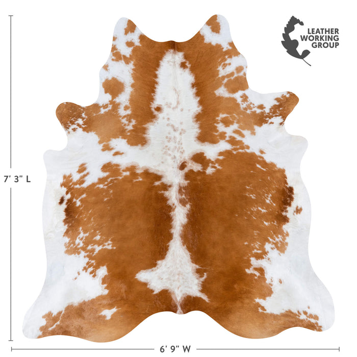 Brazilian Brown and White Cowhide Rug Size 7'3" L x 6'9" W 7246