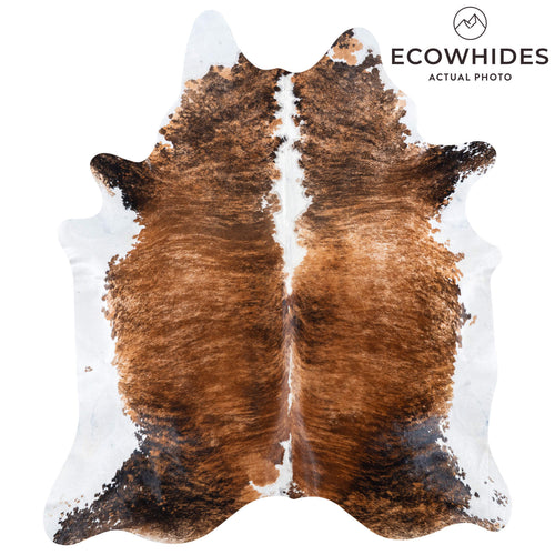 Brazilian Brindle White Belly and Backbone Cowhide Rug Size 8'0" L x 6'11" W 7404