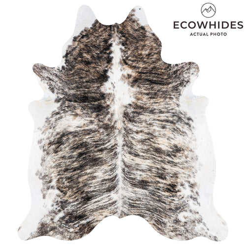 Brazilian Brindle White Belly and Backbone Cowhide Rug Size 8'0" L x 7'0" W 7406