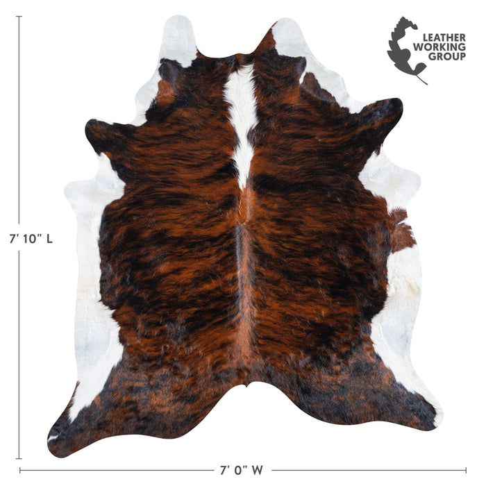 Brazilian Brindle White Belly and Backbone Cowhide Rug Size 7'10" L x 7'0" W 7410