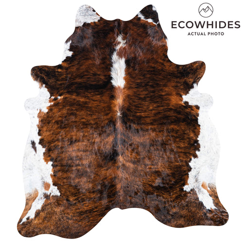 Brazilian Brindle White Belly and Backbone Cowhide Rug Size 7'3" L x 6'6" W 7413