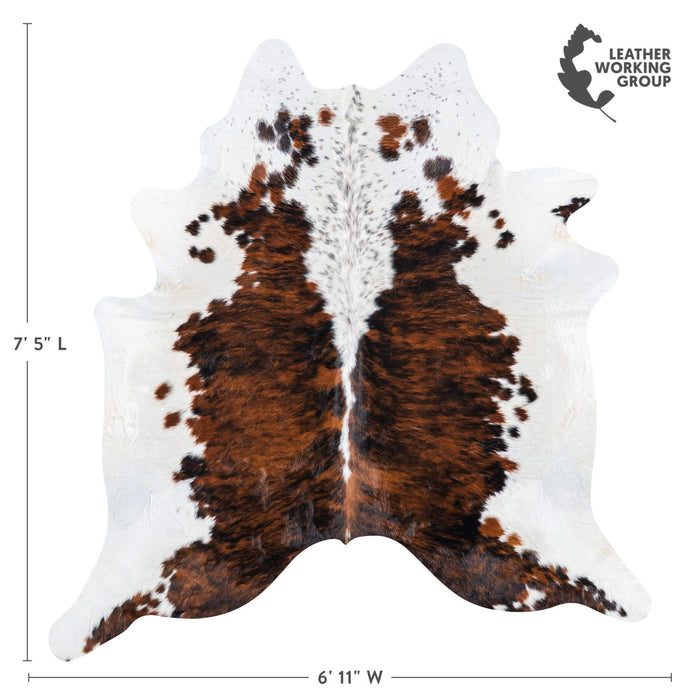 Brazilian Brindle White Belly and Backbone Cowhide Rug Size 7'5" L x 6'11" W 7415