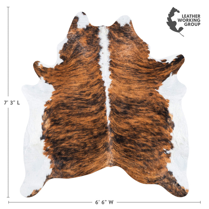 Brazilian Brindle White Belly and Backbone Cowhide Rug Size 7'3" L x 6'6" W 7416