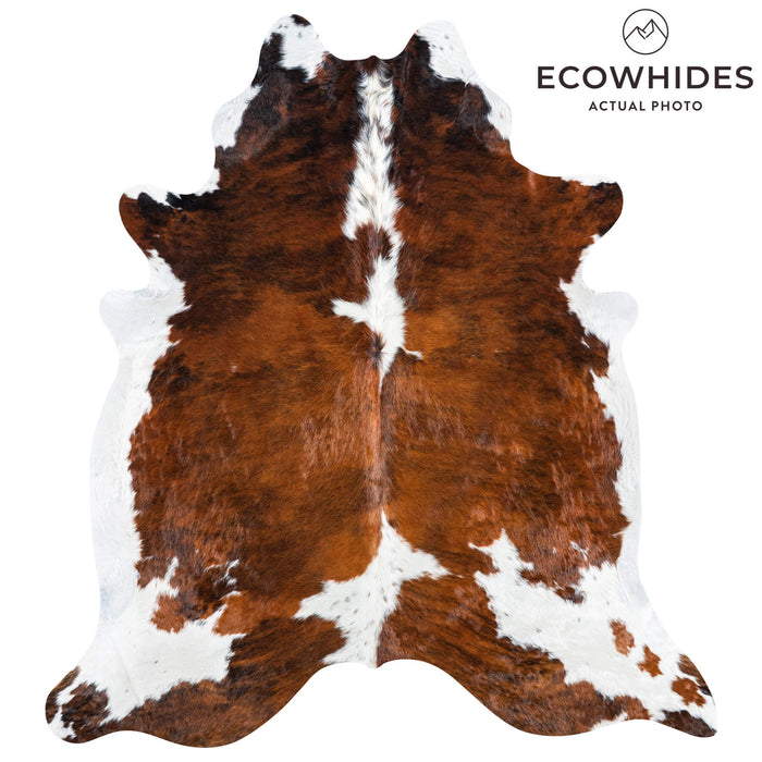 Brazilian Brindle White Belly and Backbone Cowhide Rug Size 7'6" L x 7'0" W 7418
