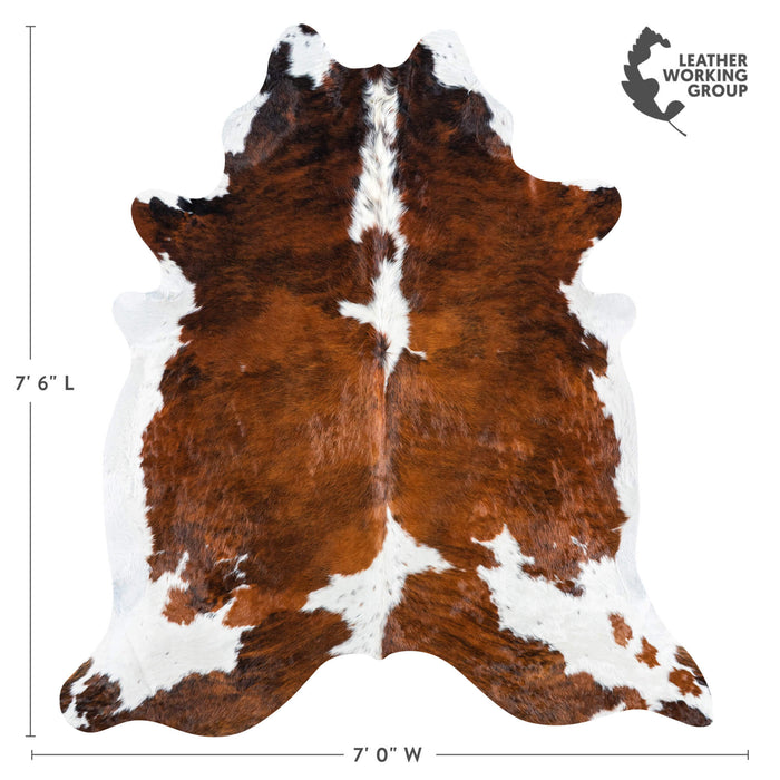 Brazilian Brindle White Belly and Backbone Cowhide Rug Size 7'6" L x 7'0" W 7418