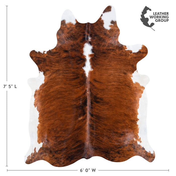 Brazilian Brindle White Belly and Backbone Cowhide Rug Size 7'5" L x 6'0" W 7420