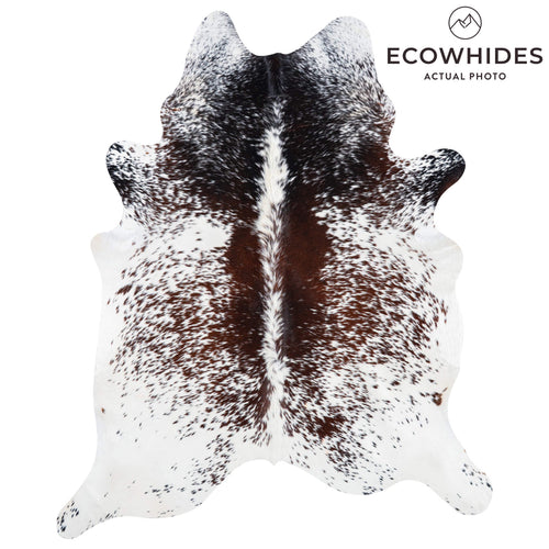 Brazilian Chocolate and White Cowhide Rug Size 8'3" L x 6'8" W 7421